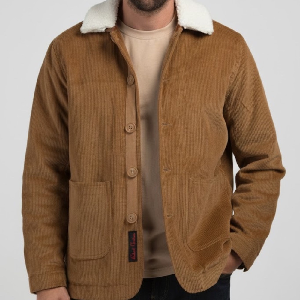 NWT $328 Men's Robert Graham Camel Corduroy Sherpa Barn Chore Jacket Sz XXL 2XL